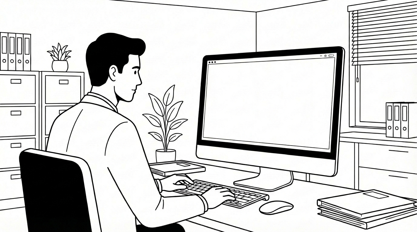 Scientist reviewing results on screen